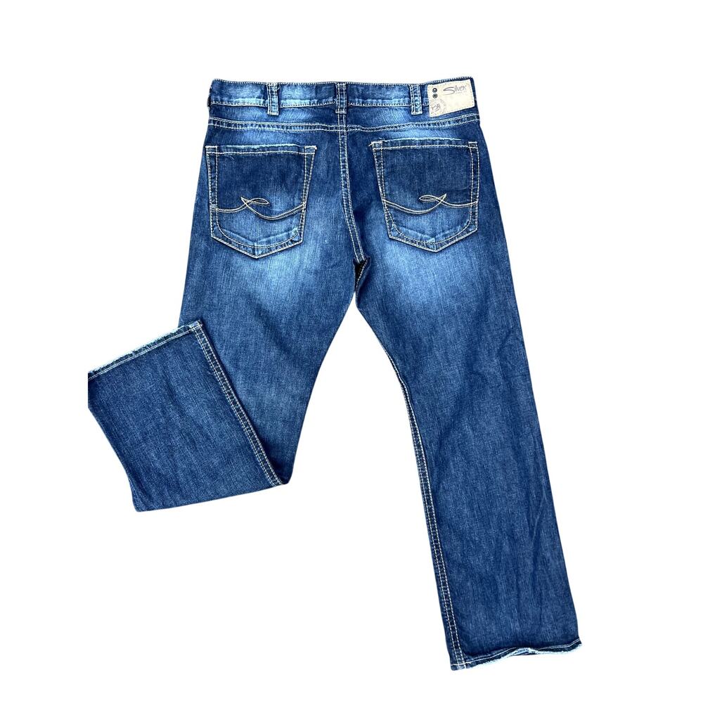 Men's Silver Grayson straight dark jeans size 38x32